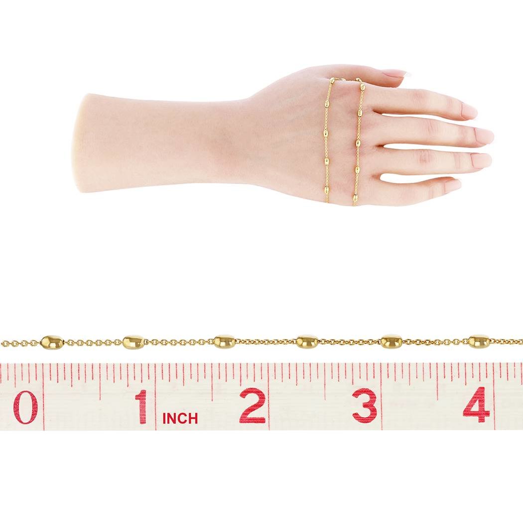 gold filled 1.3mm chain width satellite chain with 3x4.5mm oval satellite