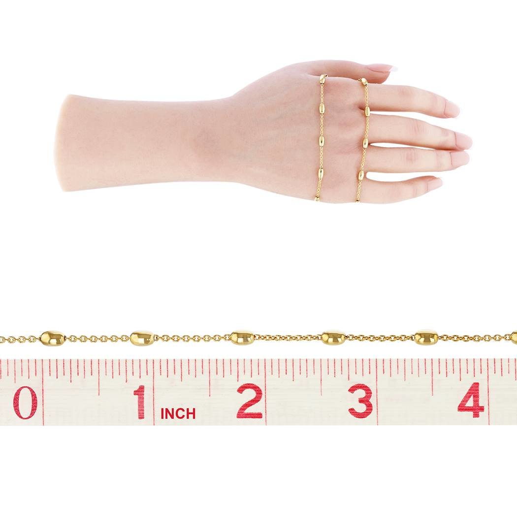 gold filled 1.5mm chain width satellite chain with 6.3x3.5mm oval satellite