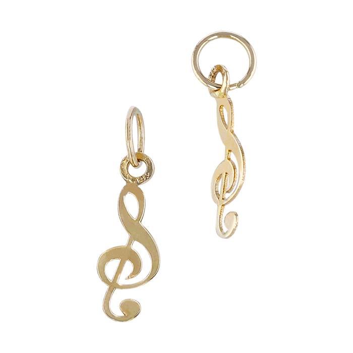 14ky 4x10mm music note charm