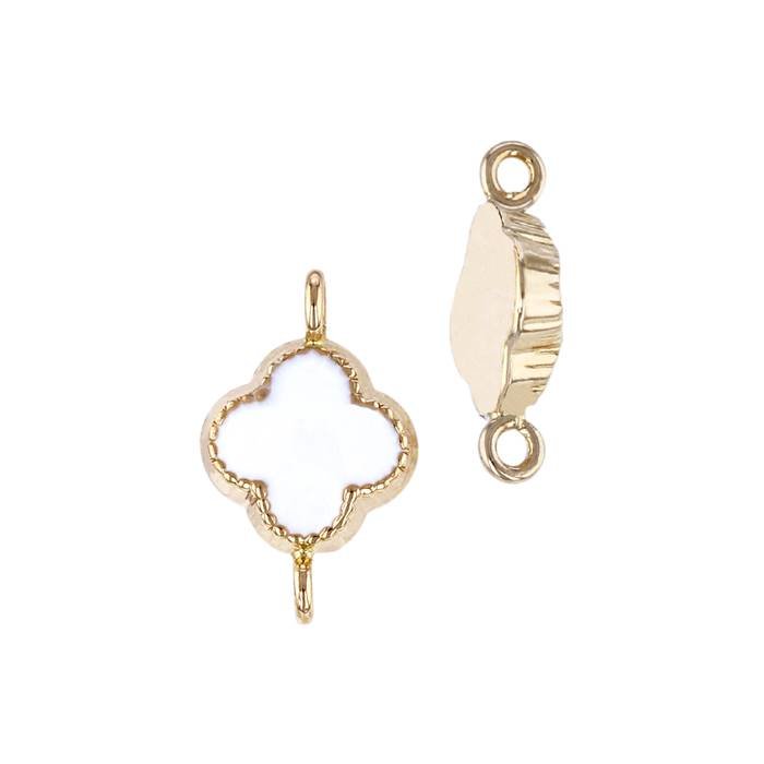 14ky 6.5mm white enamel clover connector