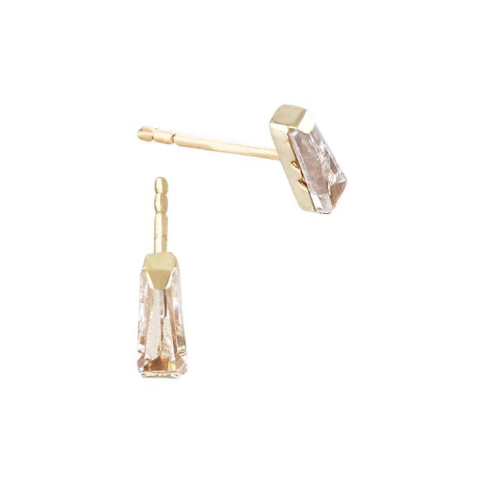 14ky 5.5mm cubic zirconia tapered baguette stud earring