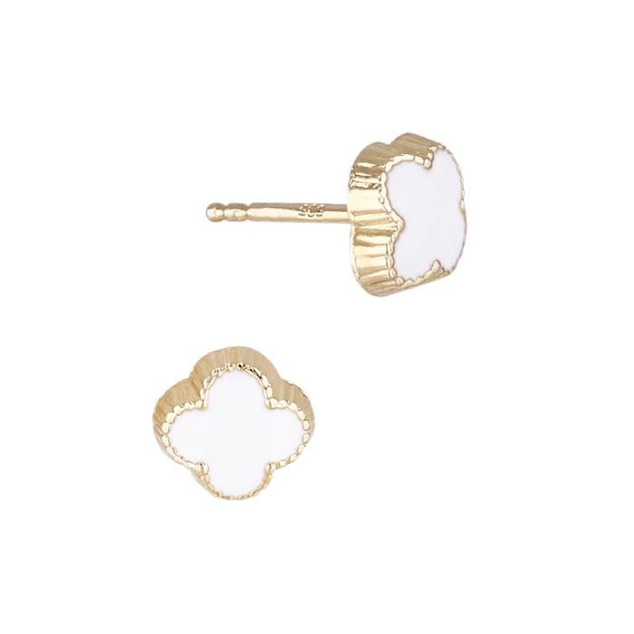14ky 6.5mm white enamel stud earring