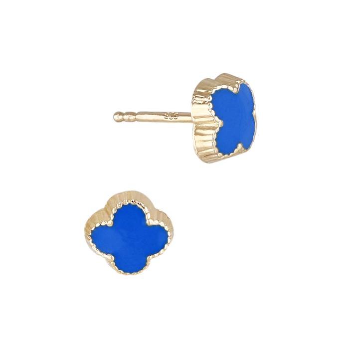 14ky 6.5mm blue enamel stud earring