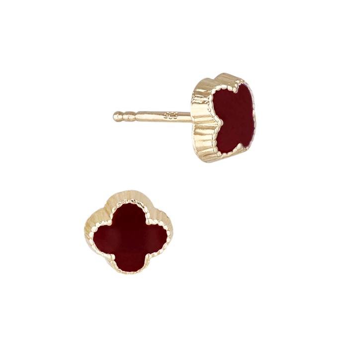 14ky 6.5mm red enamel stud earring