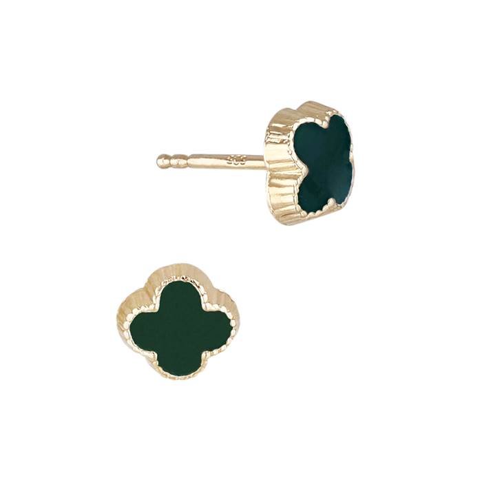 14ky 6.5mm green enamel stud earring