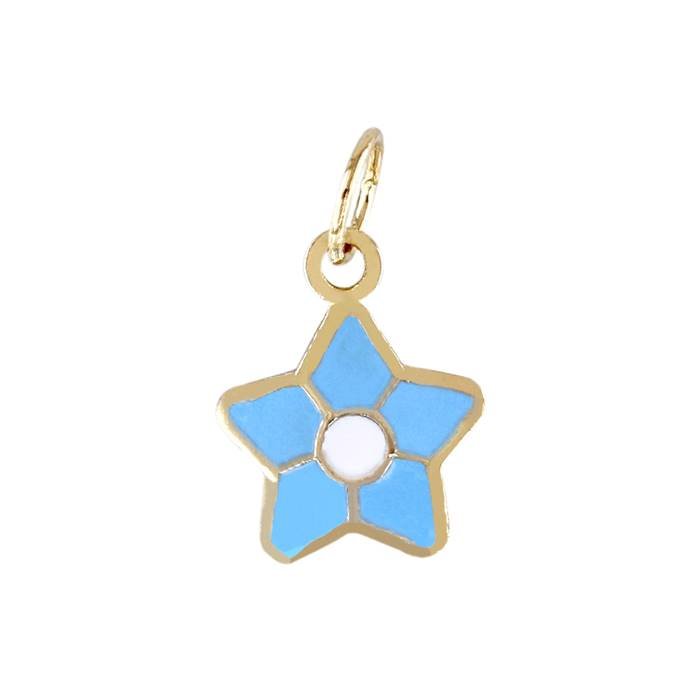 14ky 7.5mm turquoise enamel star charm