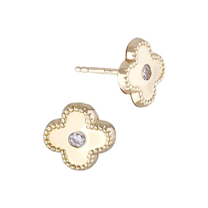 14ky 8.3mm cubic zirconia flower stud earring