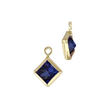 Gold Filled Sapphire Cubic Zirconia Bezel Set Diamond Shape Charm