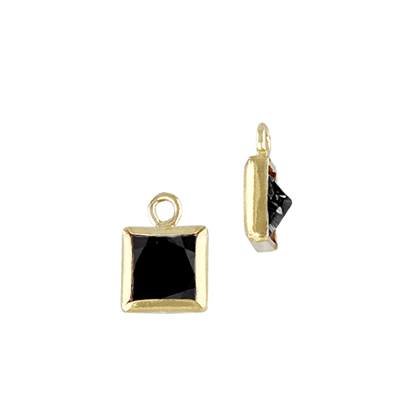 Gold Filled Black Cubic Zirconia Bezel Set Square Shape Charm