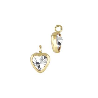 Gold Filled White Cubic Zirconia Bezel Set Heart Shape Charm