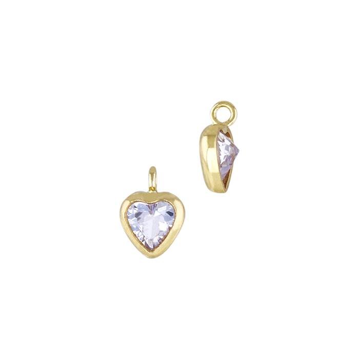 gold filled 3mm light amethyst cubic zirconia heart shape bezel set charm with perpendicular ring