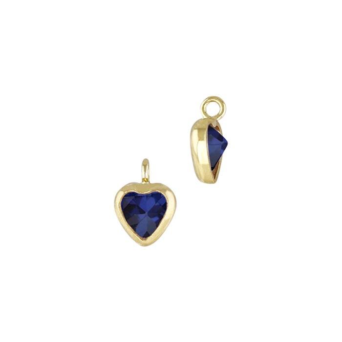 gold filled 3mm sapphire cubic zirconia heart shape bezel set charm with perpendicular ring