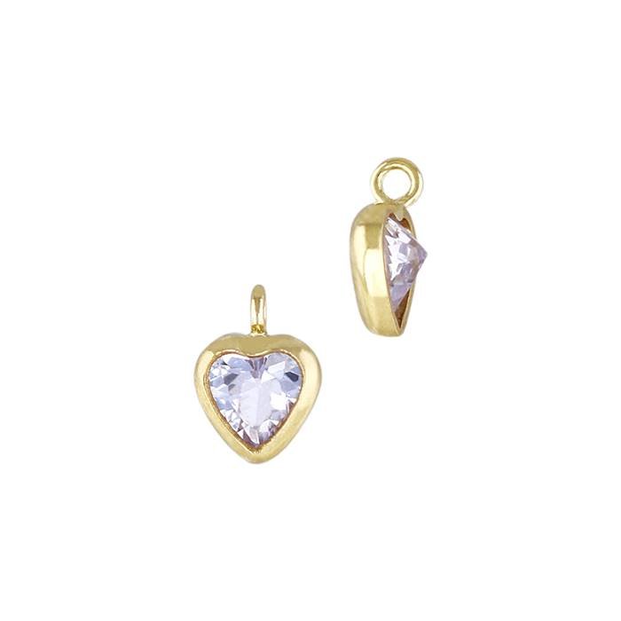 gold filled 4mm light amethyst cubic zirconia heart shape bezel set charm with perpendicular ring