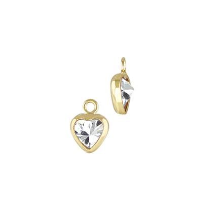 Gold Filled White Cubic Zirconia Bezel Set Heart Shape Charm