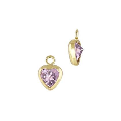 Gold Filled Pink Cubic Zirconia Bezel Set Heart Shape Charm