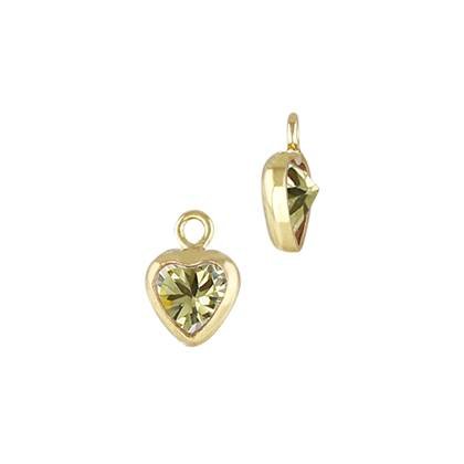 Gold Filled Topaz Cubic Zirconia Bezel Set Heart Shape Charm