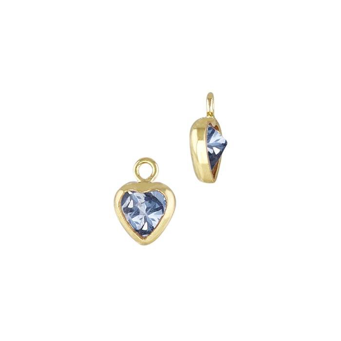 gf 3mm light sapphire cubic heart shape bezel set charm with flat ring