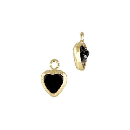 Gold Filled Black Cubic Zirconia Bezel Set Heart Shape Charm