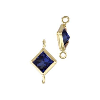Gold Filled Sapphire Cubic Zirconia Bezel Set Diamond Shape Connector