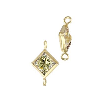 Gold Filled Topaz Cubic Zirconia Bezel Set Diamond Shape Connector