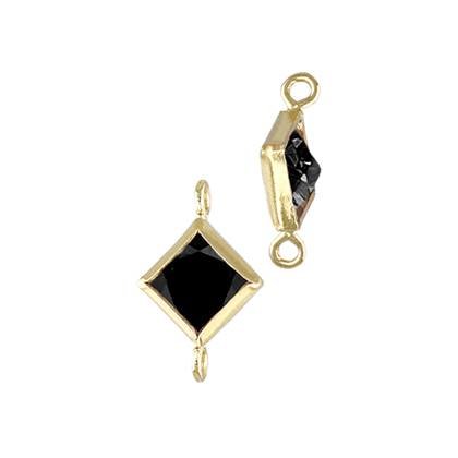 Gold Filled Black Cubic Zirconia Bezel Set Diamond Shape Connector
