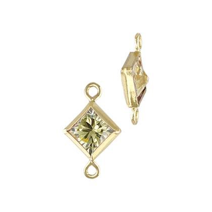 Gold Filled Topaz Cubic Zirconia Bezel Set Diamond Shape Connector