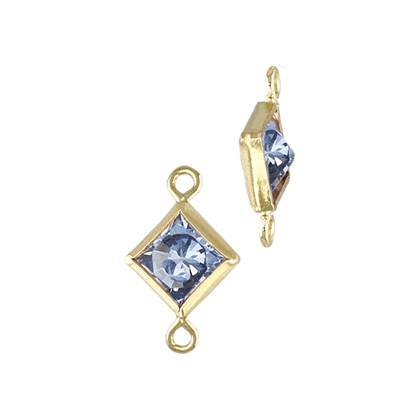 Gold Filled Light Sapphire Cubic Zirconia Bezel Set Diamond Shape Connector