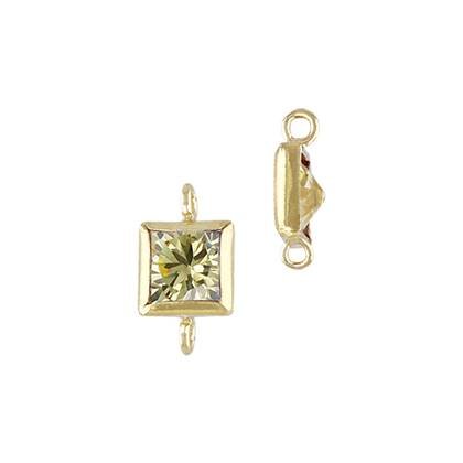 Gold Filled Topaz Cubic Zirconia Bezel Set Square Shape Charm