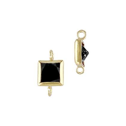 Gold Filled Black Cubic Zirconia Bezel Set Square Shape Charm