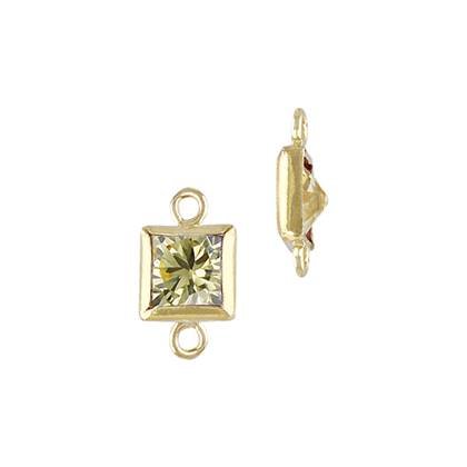Gold Filled Topaz Cubic Zirconia Bezel Set Square Shape Charm
