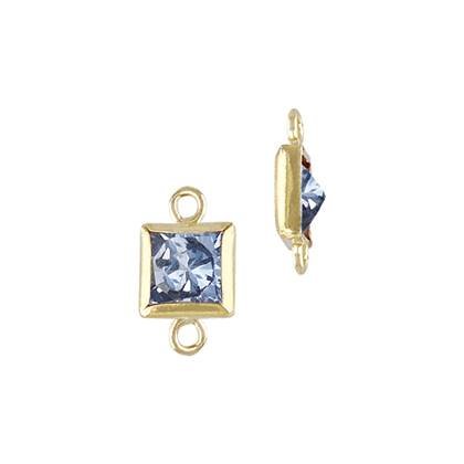 Gold Filled Light Sapphire Cubic Zirconia Bezel Set Square Shape Charm