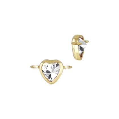 Gold Filled White Cubic Zirconia Bezel Set Heart Shape Connector