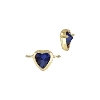 Gold Filled Sapphire Cubic Zirconia Bezel Set Heart Shape Connector