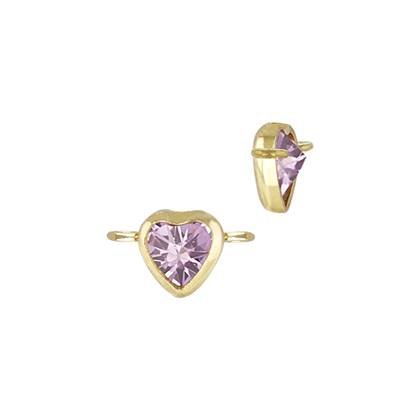 Gold Filled Pink Cubic Zirconia Bezel Set Heart Shape Connector