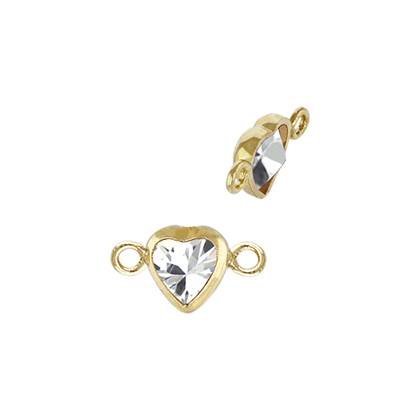 Gold Filled White Cubic Zirconia Bezel Set Heart Shape Connector