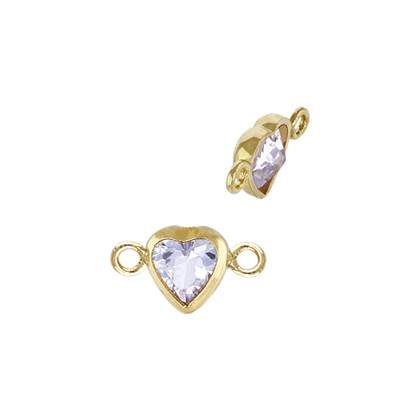 Gold Filled Light Amethyst Cubic Zirconia Bezel Set Heart Shape Connector