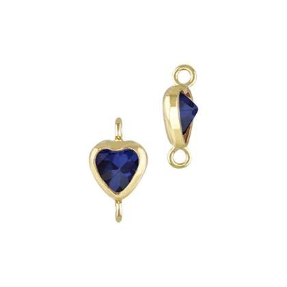 Gold Filled Sapphire Cubic Zirconia Bezel Set Heart Shape Connector