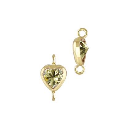 Gold Filled Topaz Cubic Zirconia Bezel Set Heart Shape Connector