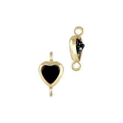 Gold Filled Black Cubic Zirconia Bezel Set Heart Shape Connector