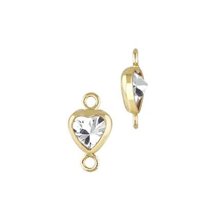 Gold Filled White Cubic Zirconia Bezel Set Heart Shape Connector