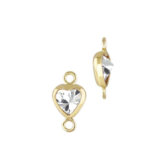 gf 4mm white cubic zirconia heart shape bezel set connector with vertical flat ring