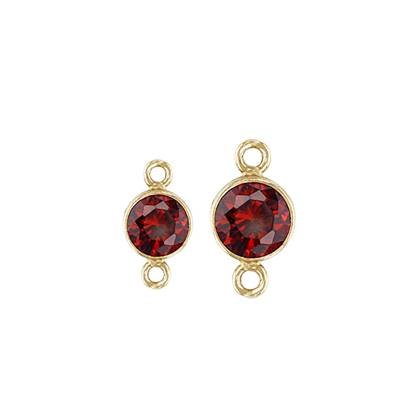 Gold Filled Garnet Cubic Zirconia Bezel Set Connector