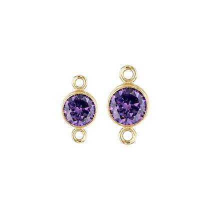 Gold Filled Amethyst Cubic Zirconia Bezel Set Connector