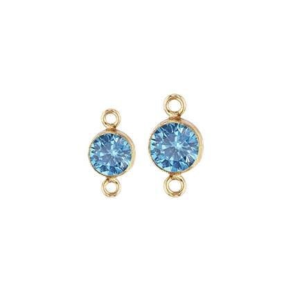 Gold Filled Aqua Cubic Zirconia Bezel Set Connector