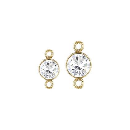 Gold Filled Clear Cubic Zirconia Bezel Set Connector
