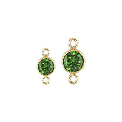 Gold Filled Emerald Cubic Zirconia Bezel Set Connector