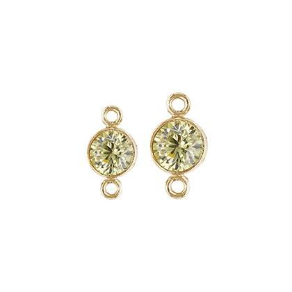 Gold Filled Peridot Cubic Zirconia Bezel Set Connector