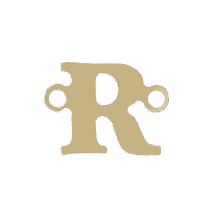 gold filled 24 gauge block style letter r connector