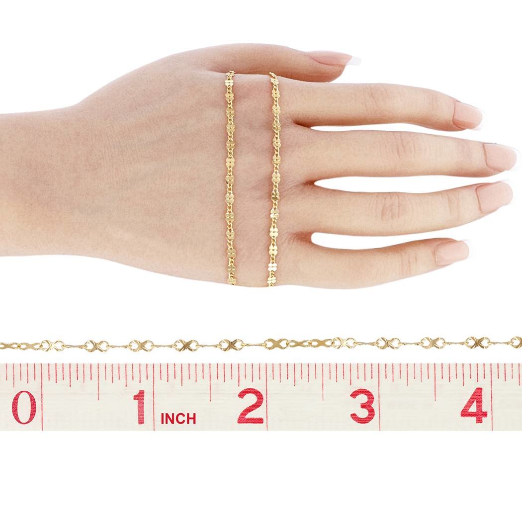 gold filled 3mm chain width clover shape and curb link chain