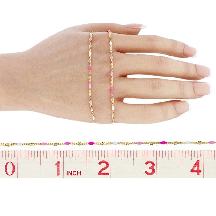 gold filled 1.1mm chain width multicolor enamel curb and starburst chain